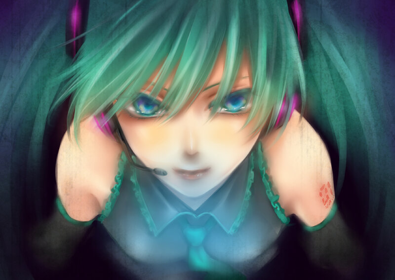 Green-haired Anime Character — Green, Dramatic, Digital Art