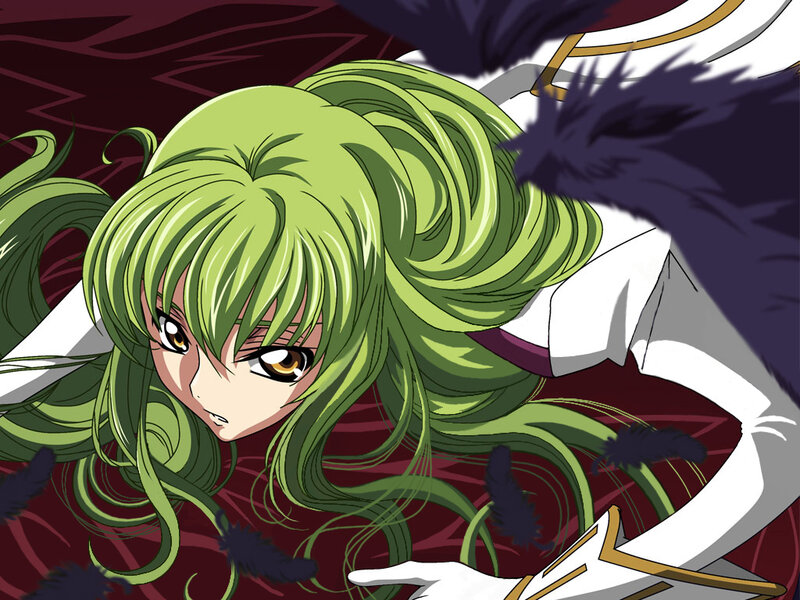 Green-haired Anime Character — Green, Dramatic, Feathers