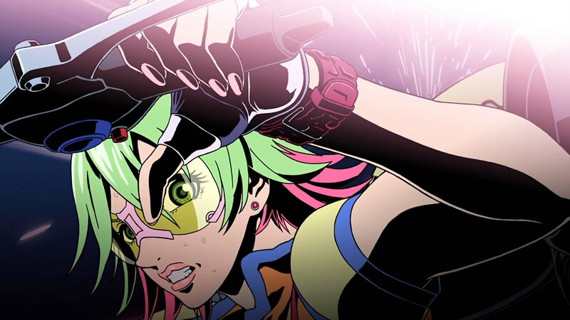 Green-haired Anime Character — Green, Dramatic, Gun