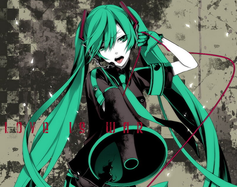 Green-haired Anime Character — Green, Dramatic, Headset