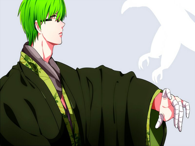 Green-haired Anime Character — Green, Dramatic, Kabuki Outfit