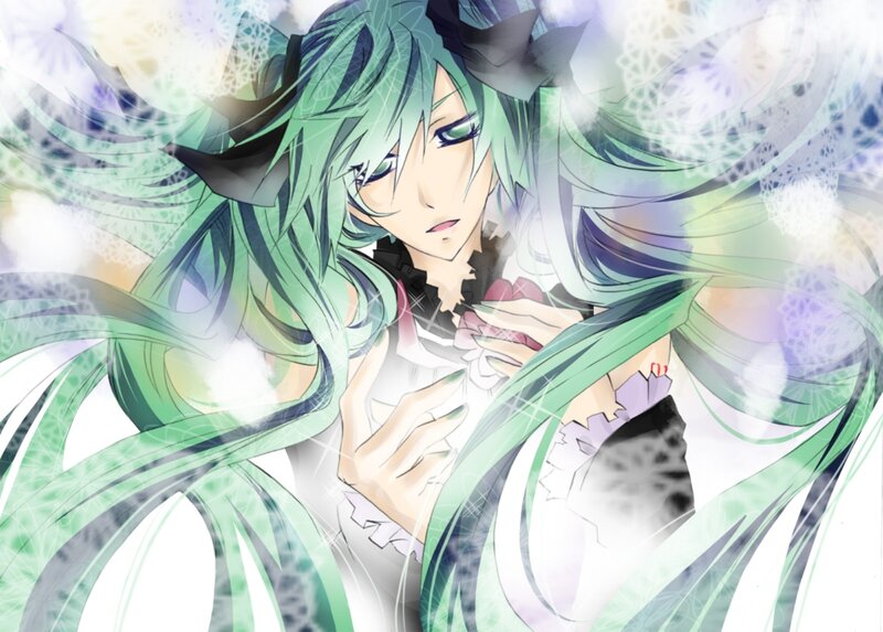 Green-haired Anime Character — Green, Dramatic, Long Hair, Dress