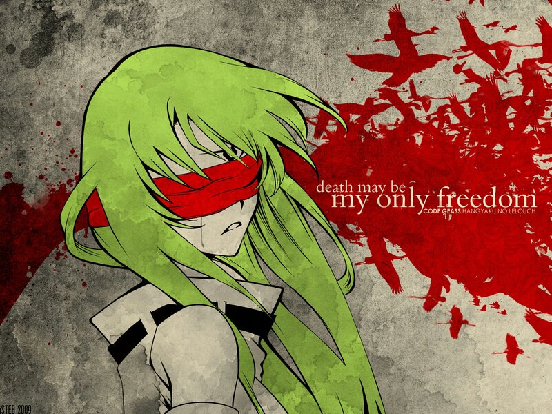 Green-haired Anime Character — Green, Dramatic, Red Bandana