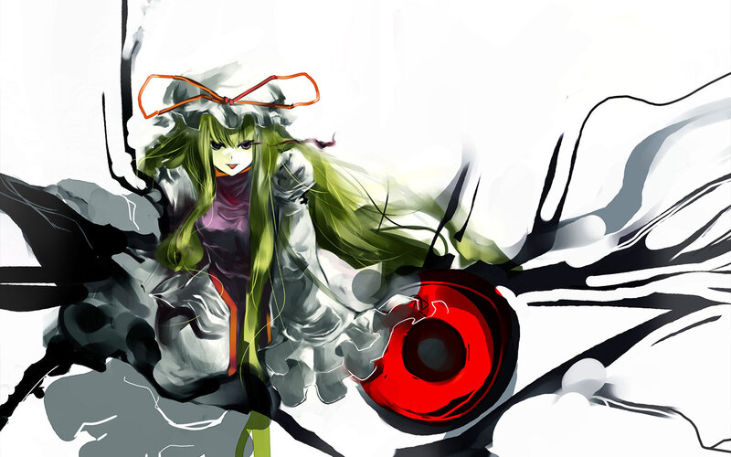 Green-haired Anime Character — Green, Dramatic, Red Bow