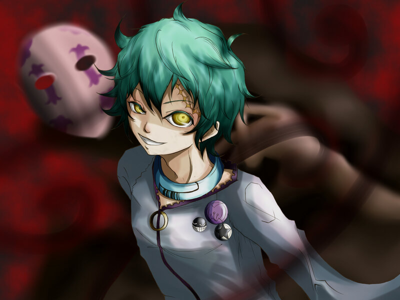Green-haired Anime Character — Green, Dramatic, Yellow Eyes