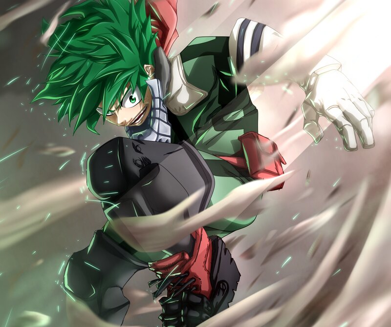 Green-haired Anime Character — Green, Dynamic, Intense