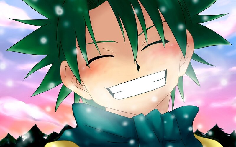 Green-haired Anime Character — Green, Joyful