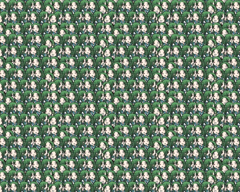 Green-haired Anime Character — Green, Playful, Manga