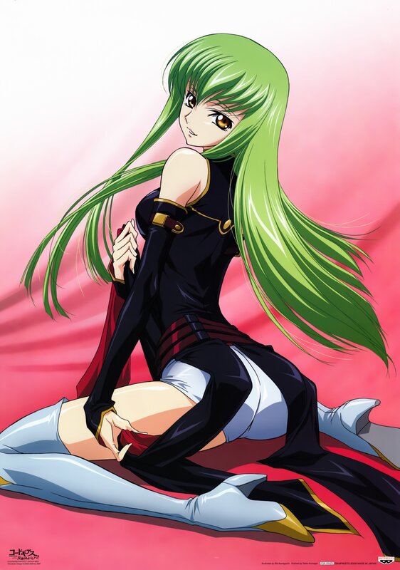 Green-haired anime character in black outfit