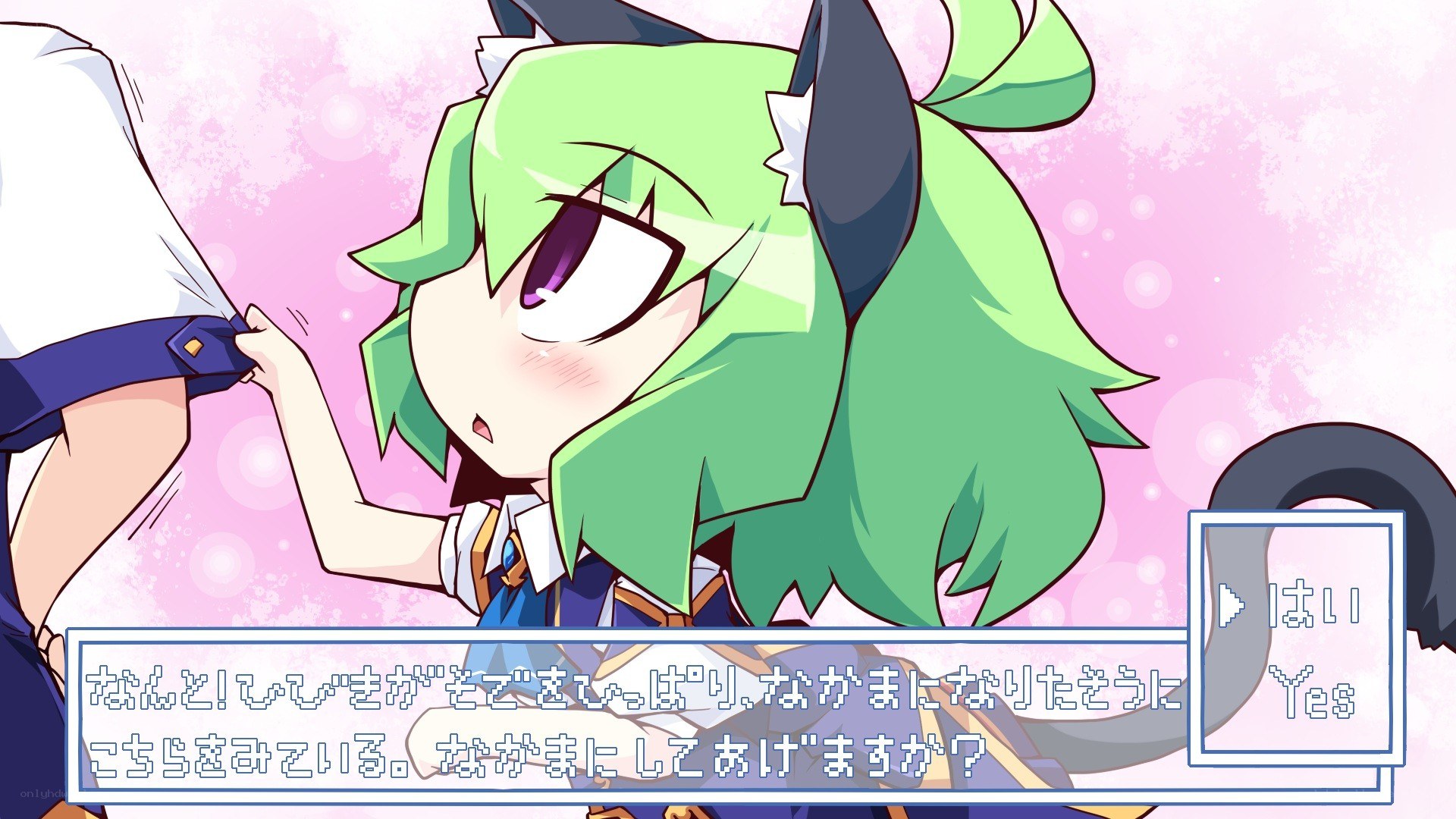 green-haired anime character in dialogue