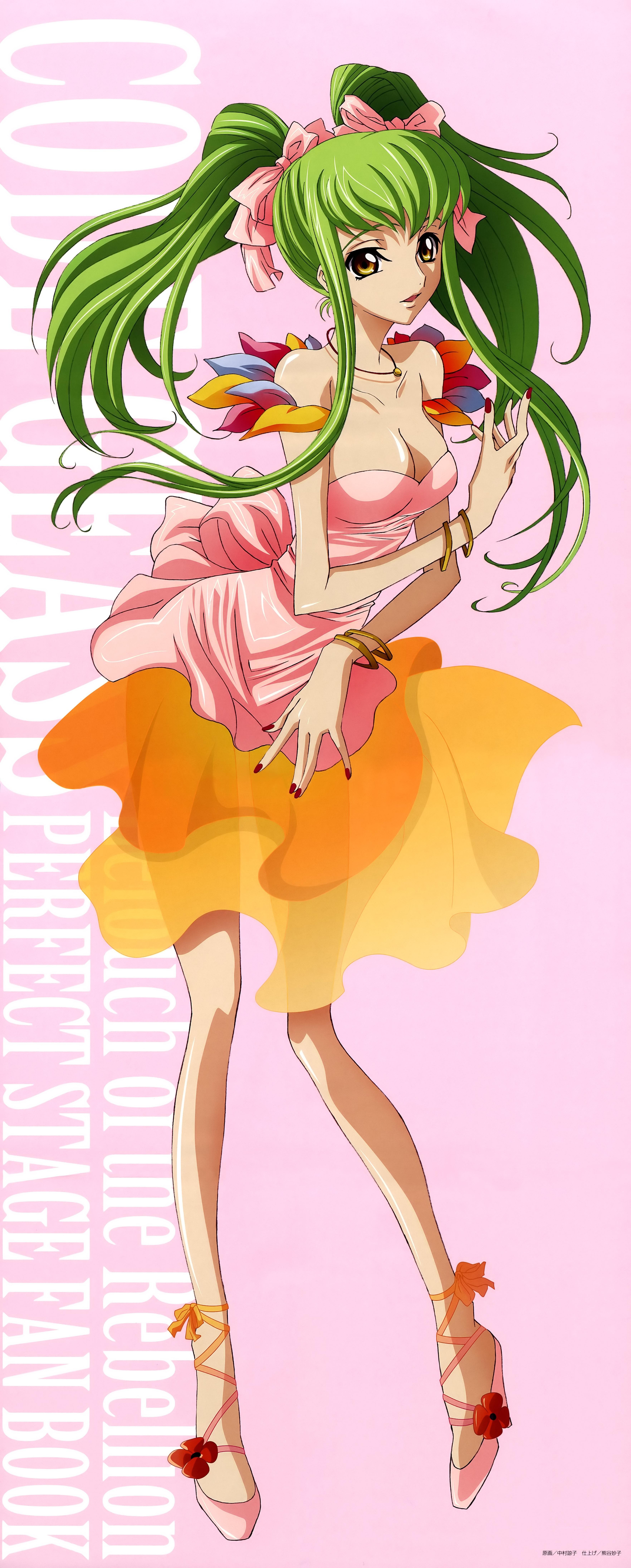 green-haired anime character in dress
