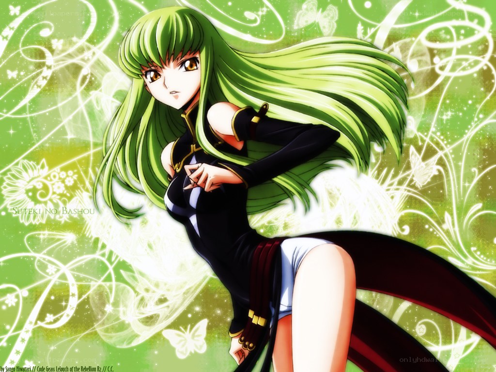 Green-haired anime character in dynamic pose
