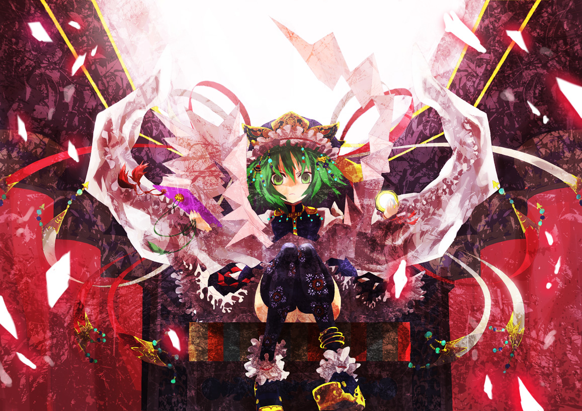green-haired anime character in dynamic pose