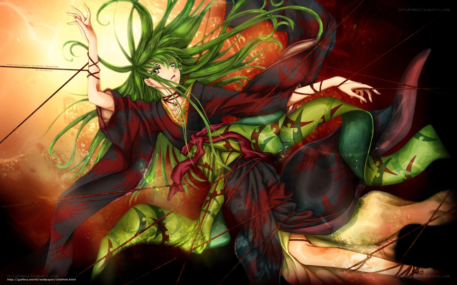 green-haired anime character in dynamic pose