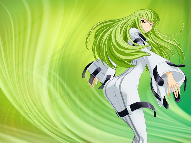 green-haired anime character in motion