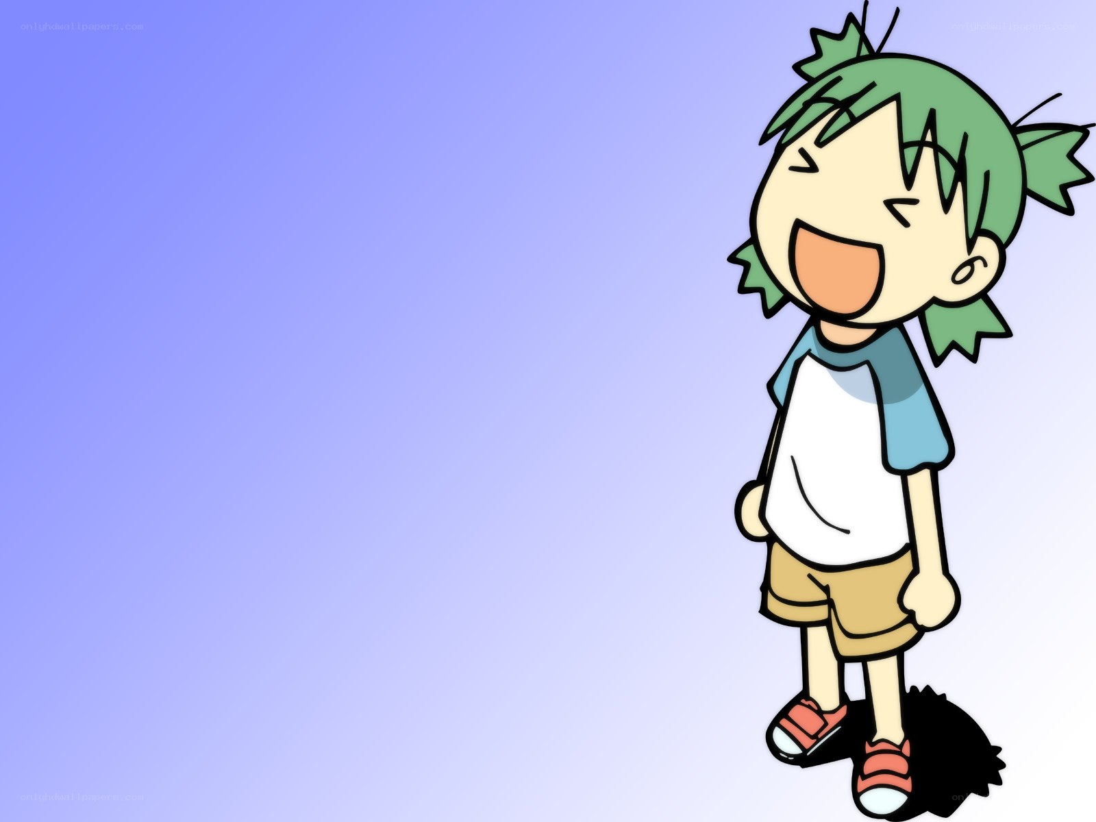 green-haired anime character laughing