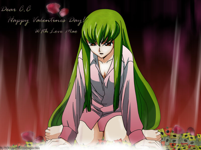 Green-haired anime character on Valentine's Day