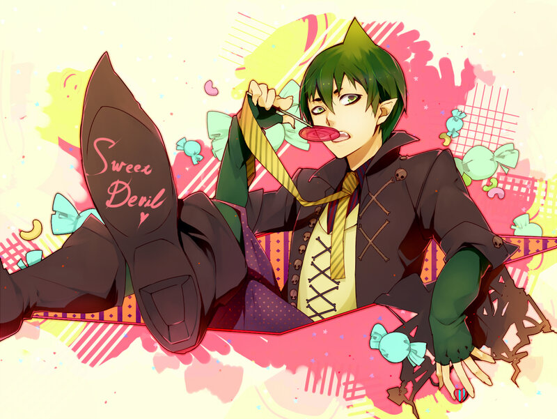 Green-haired Anime Character — Pink, Playful, Candy