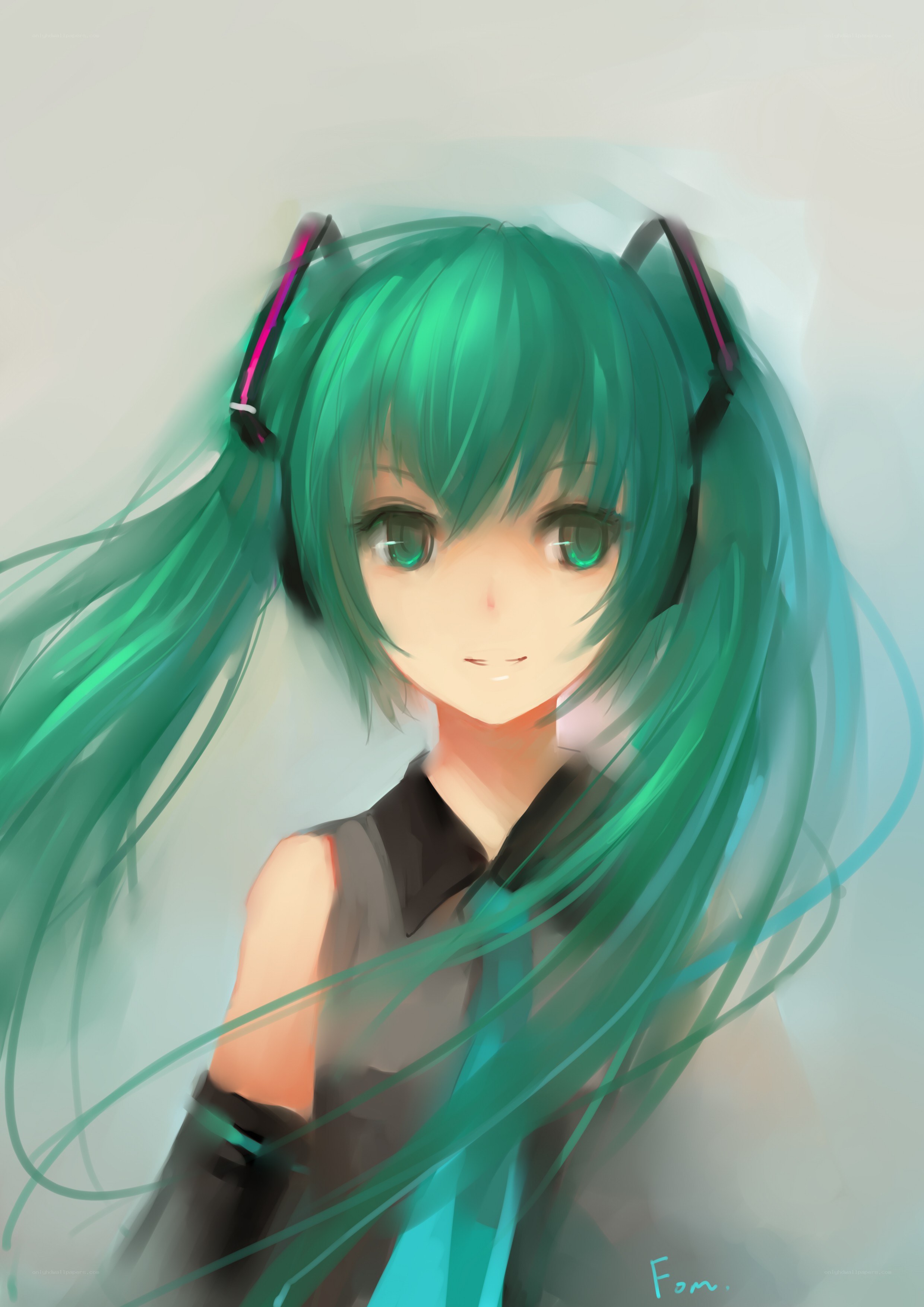 green-haired anime character portrait