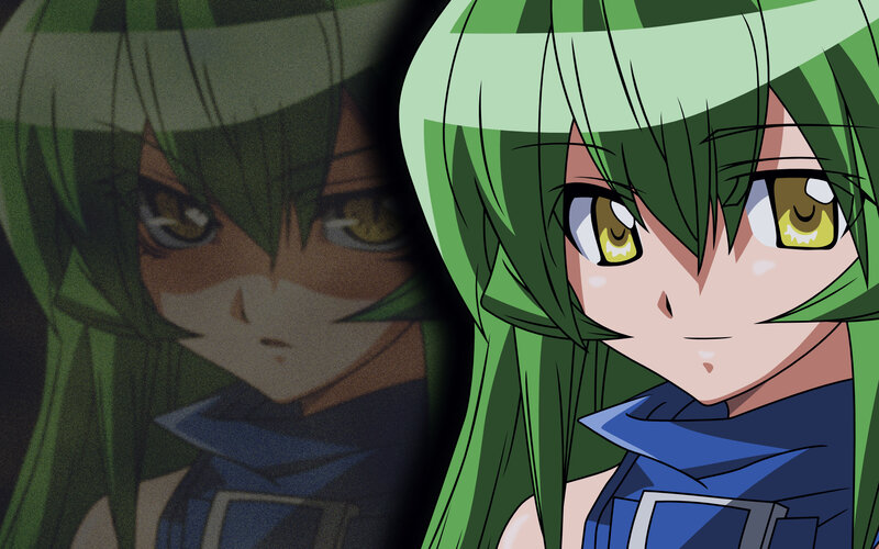 green-haired anime character portrait