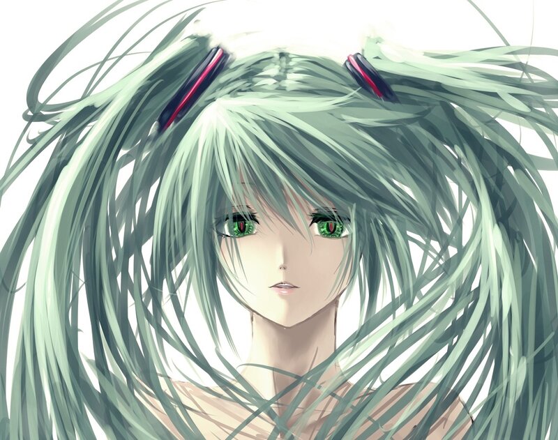green-haired anime character portrait