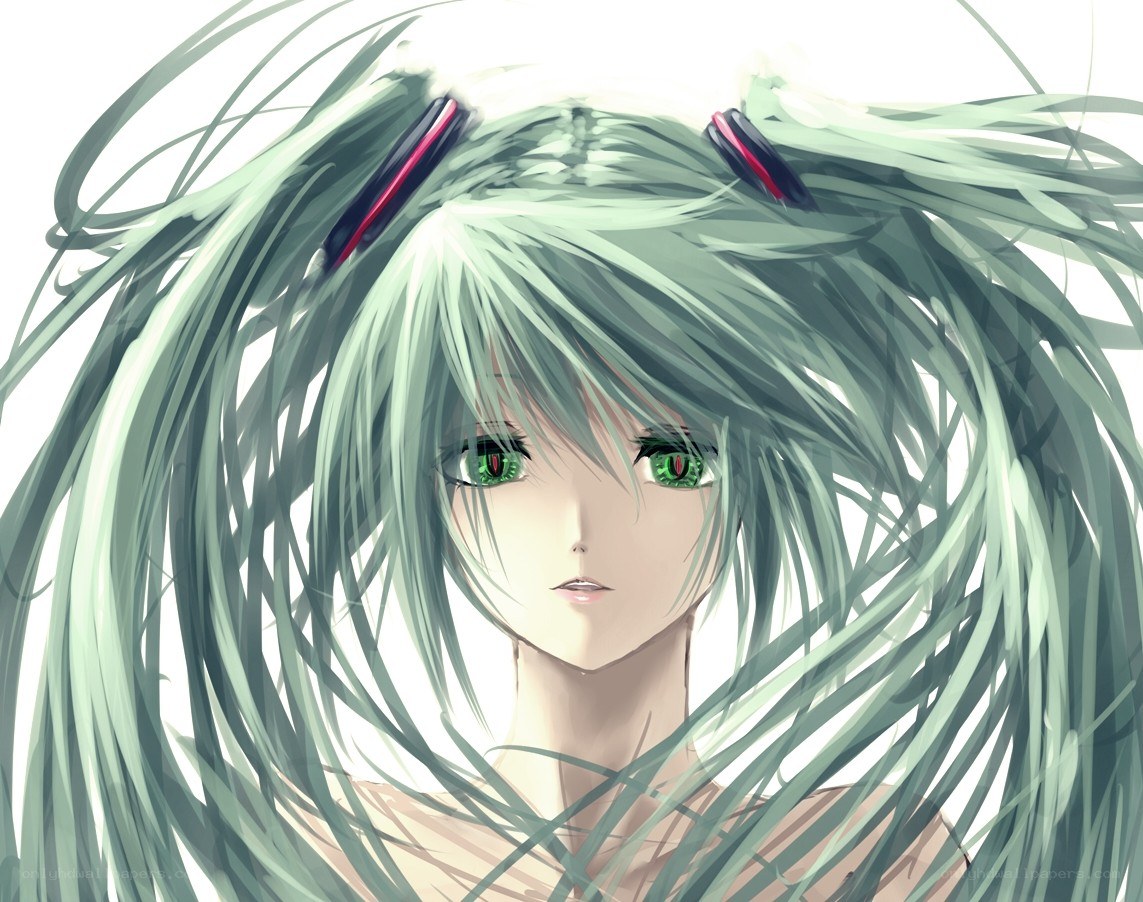 green-haired anime character portrait