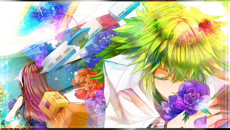 Green-haired Anime Character — Purple, Dreamy