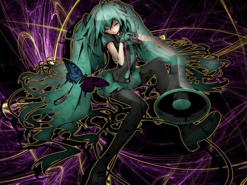 Green-haired Anime Character — Purple