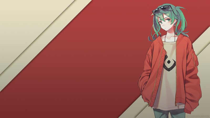 Green-haired Anime Character — Red, Calm