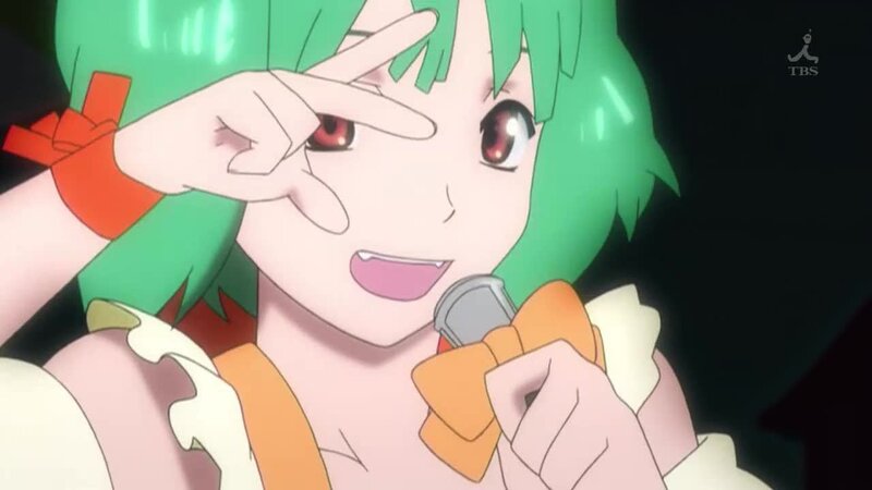 green-haired anime character singing