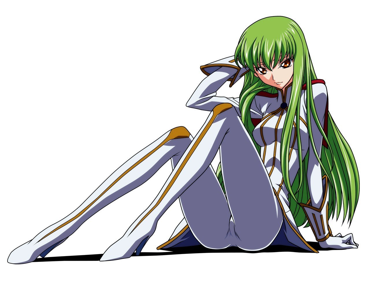green-haired anime character sitting