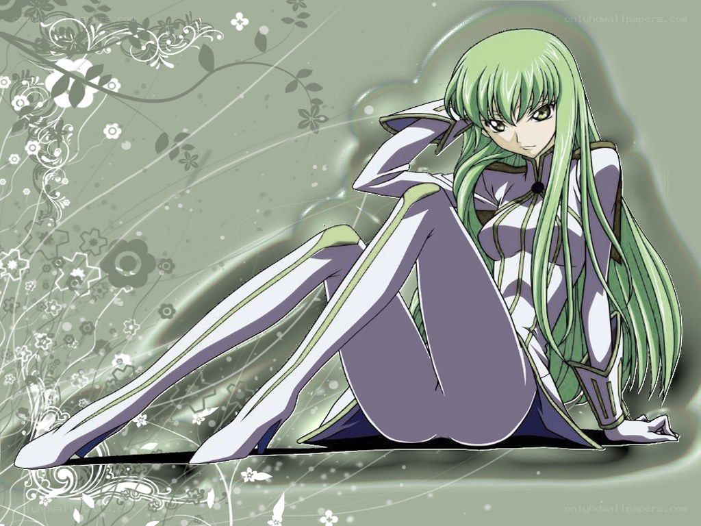 green-haired anime character sitting