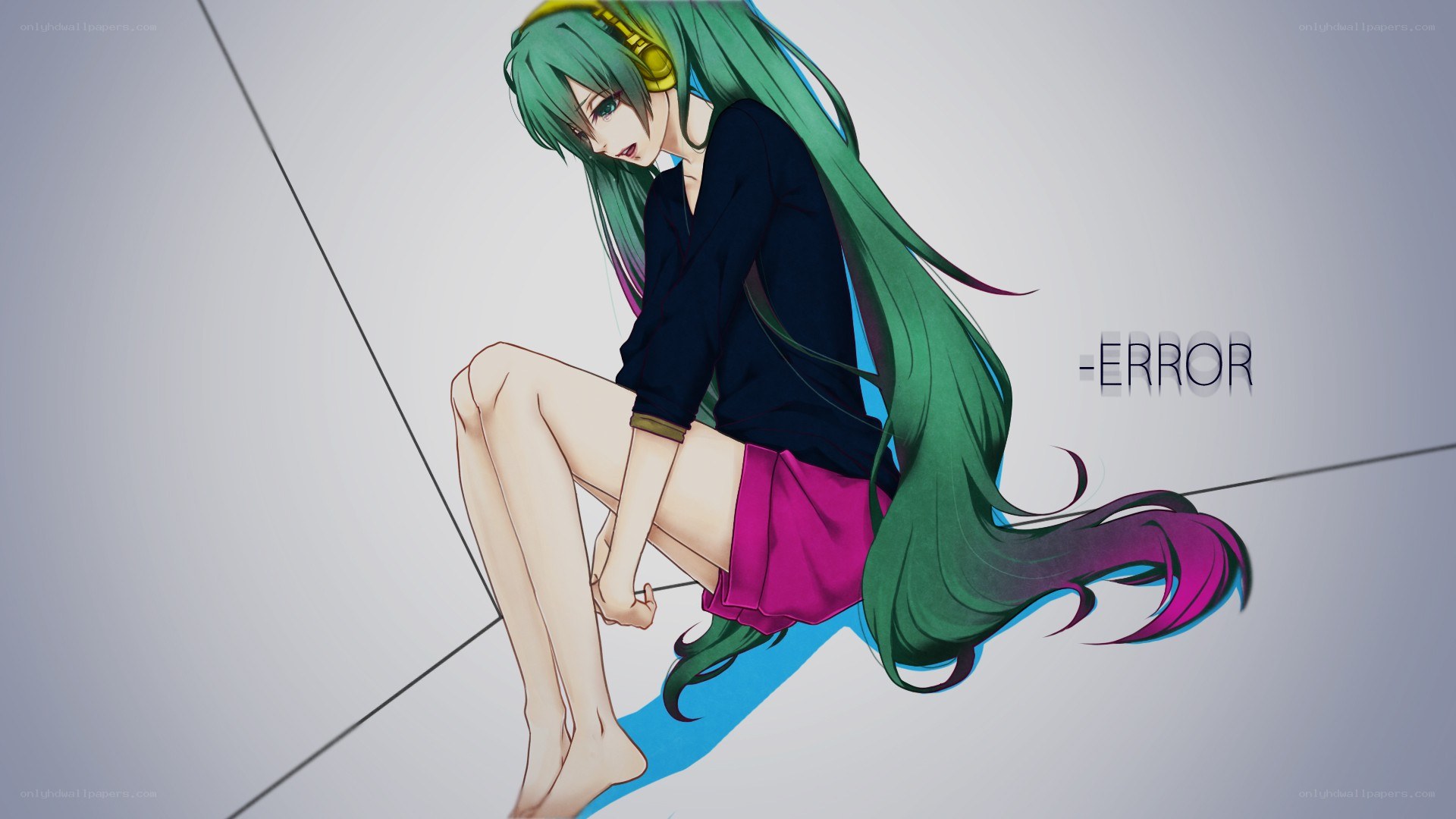 green-haired anime character sitting