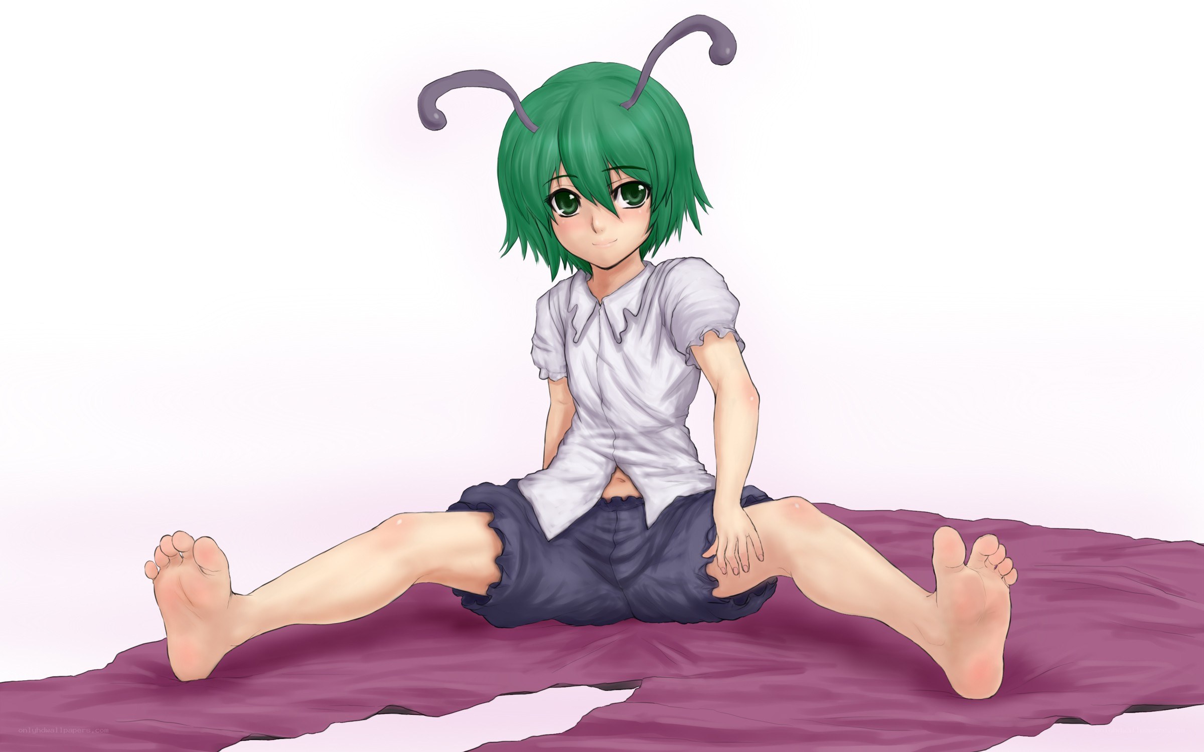 green-haired anime character sitting