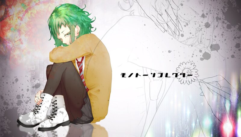 green-haired anime character sitting