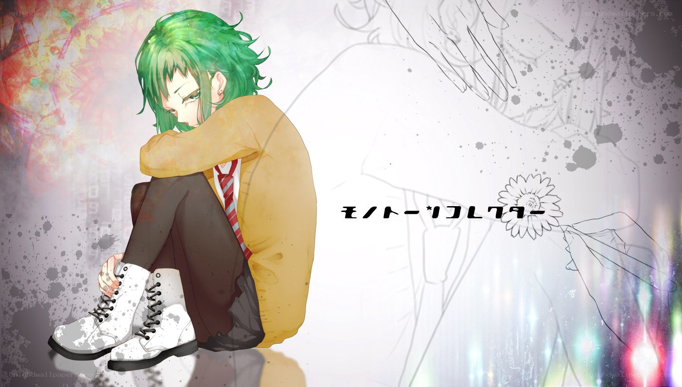 green-haired anime character sitting