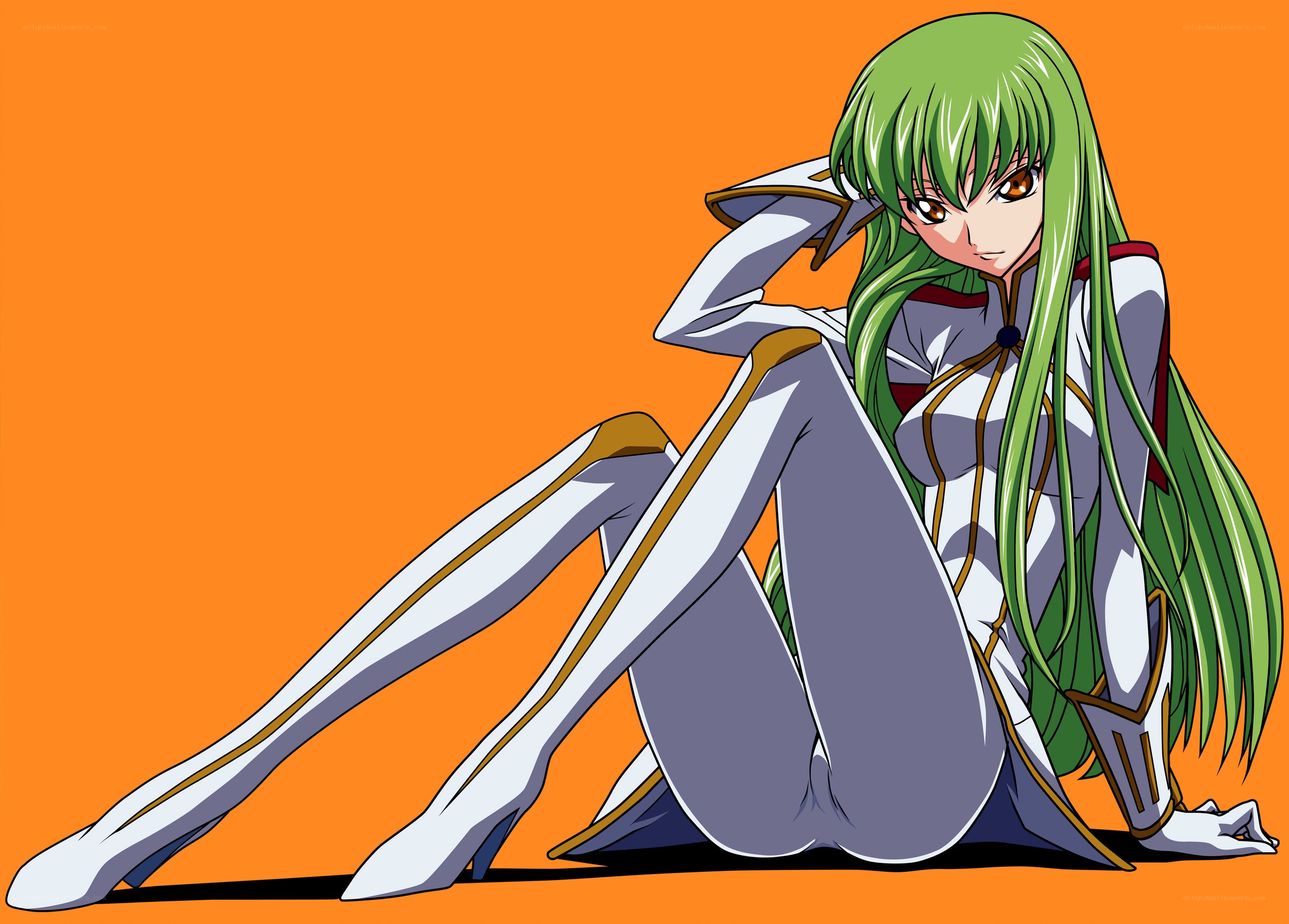 green-haired anime character sitting
