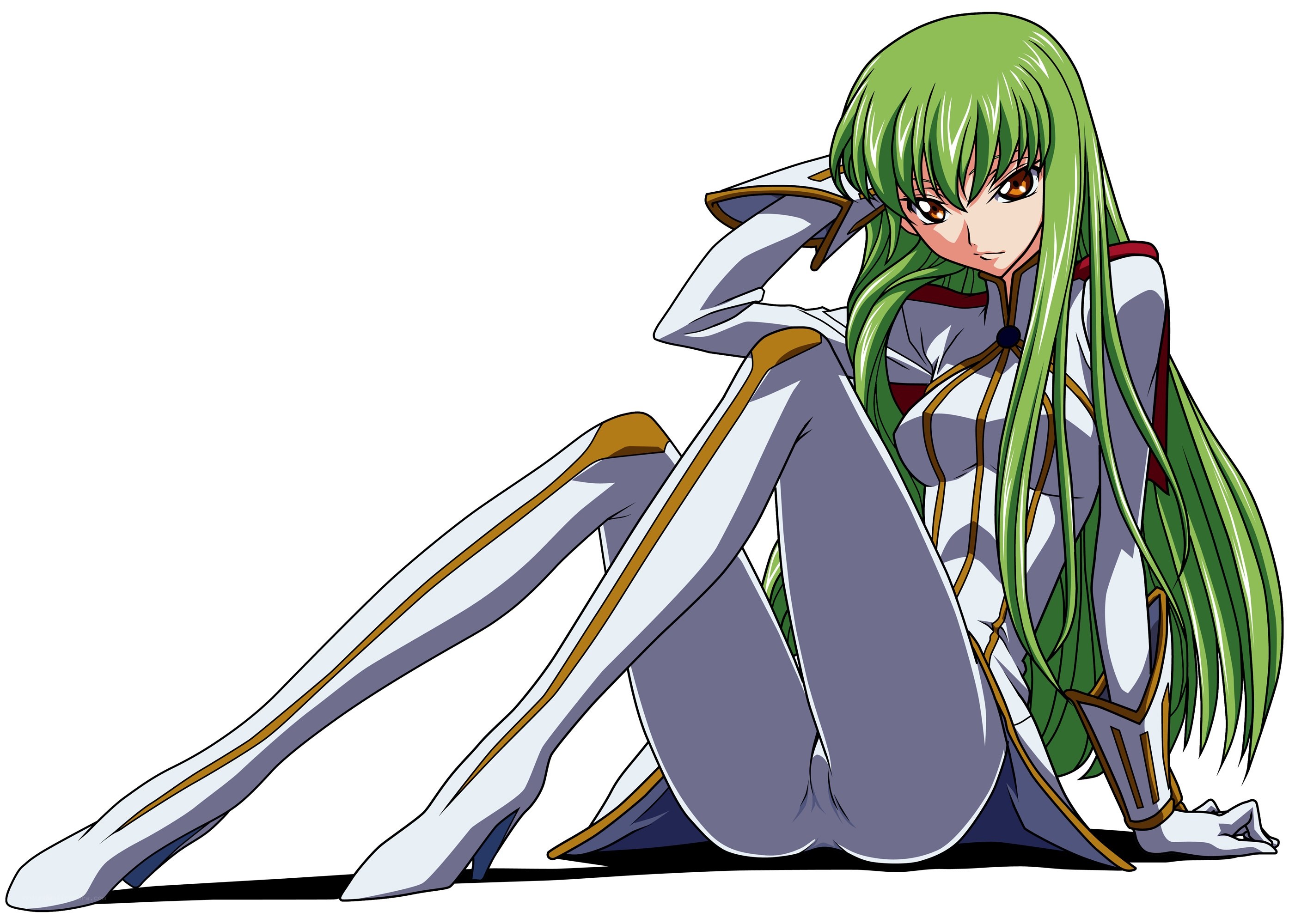 green-haired anime character sitting