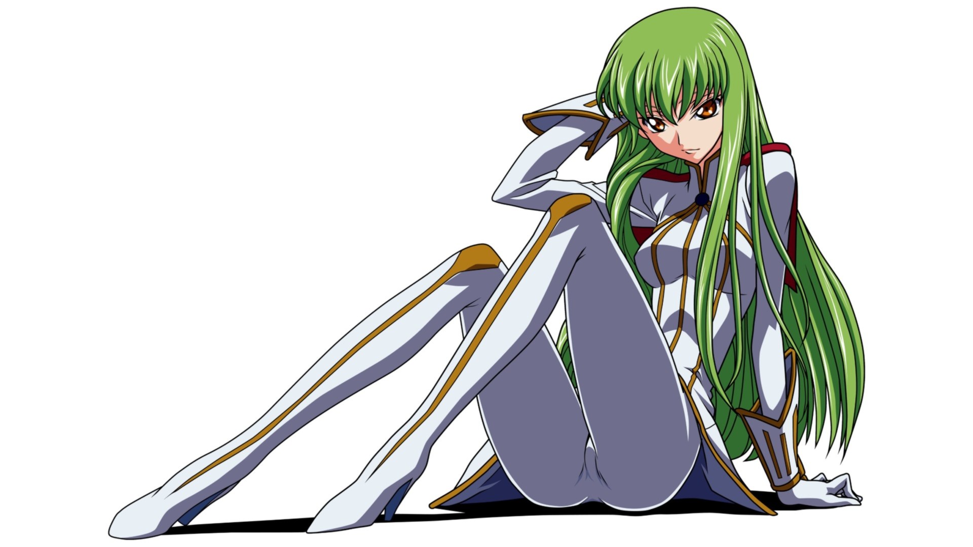 green-haired anime character sitting