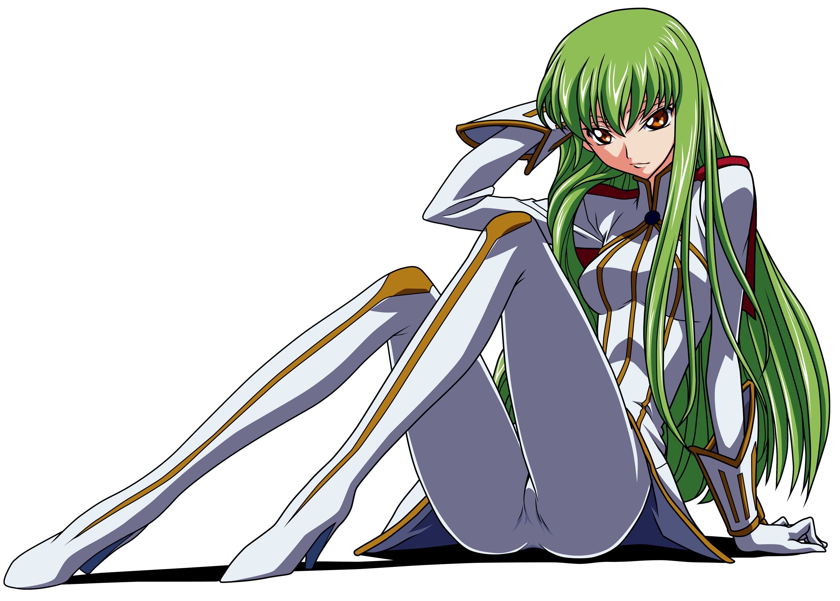 green-haired anime character sitting