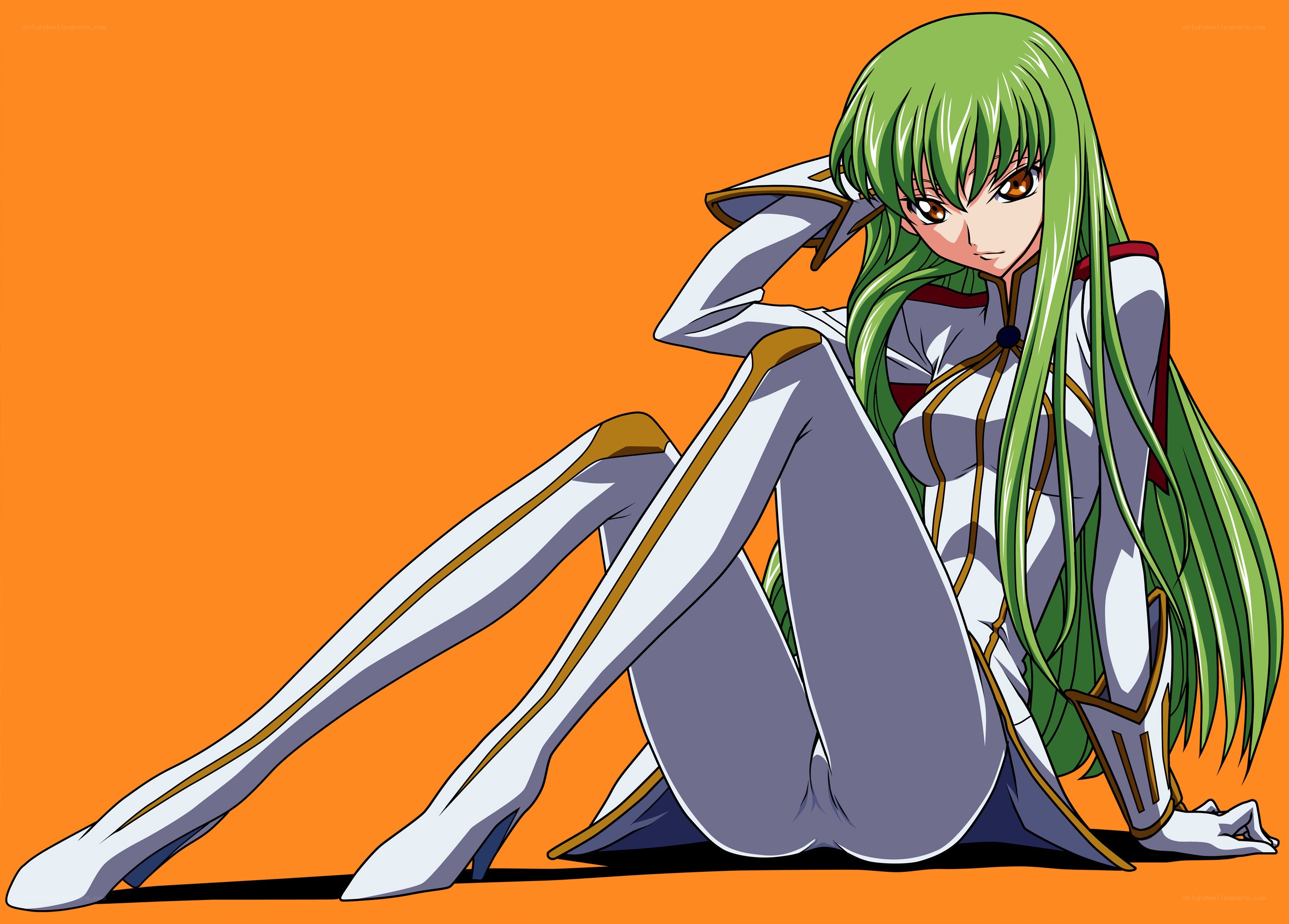 green-haired anime character sitting