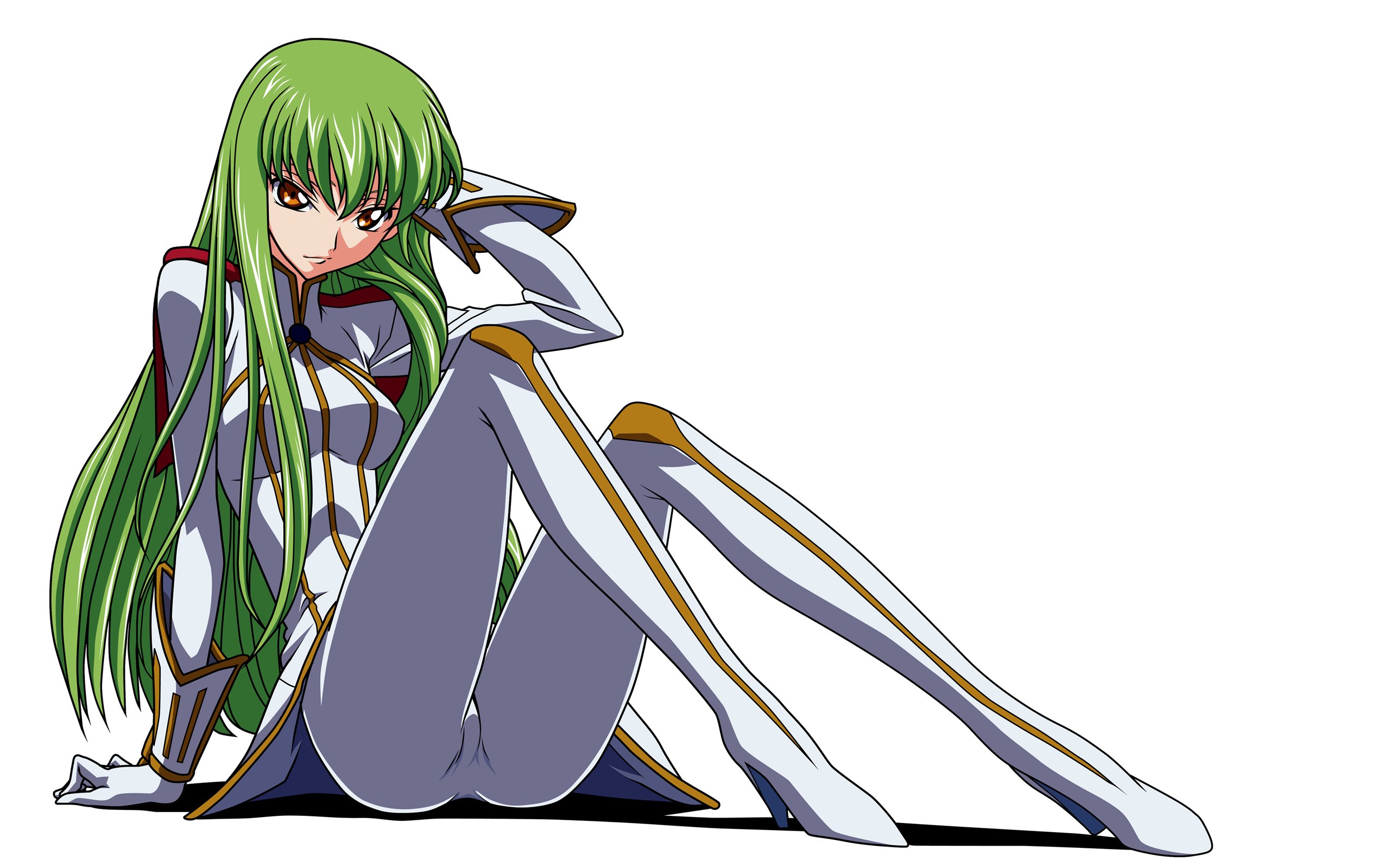 green-haired anime character sitting