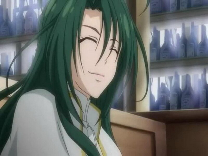 green-haired anime character smiling