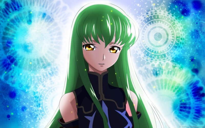 green-haired anime character