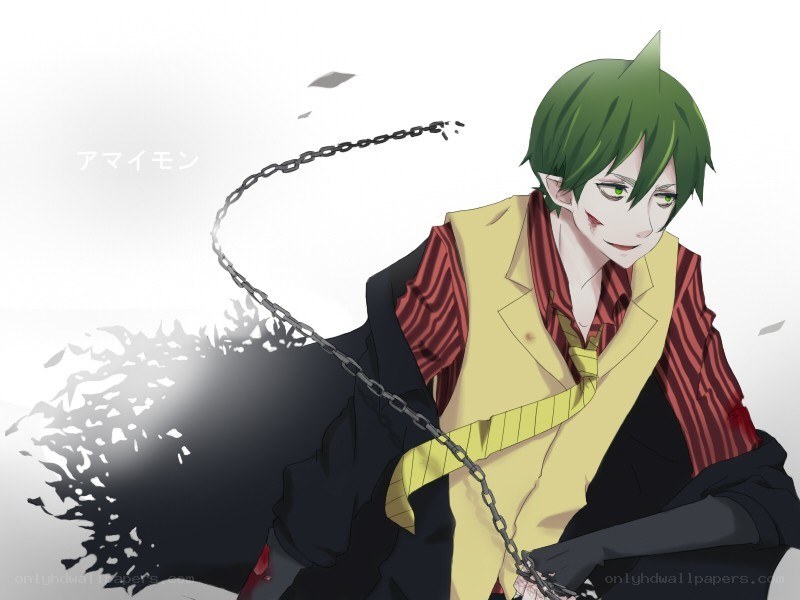 Green-haired anime character with chain
