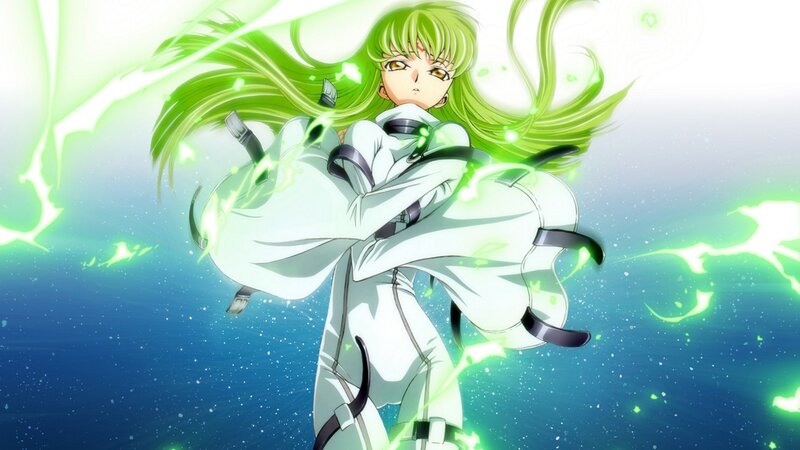 green-haired anime character with energy