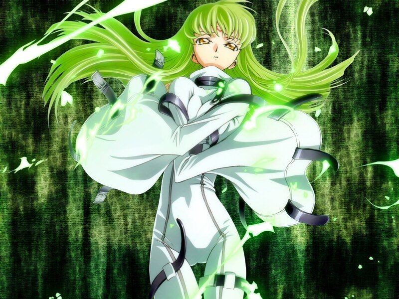 Green-haired anime character with energy