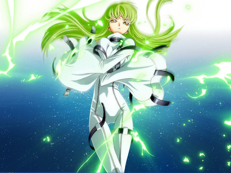 green-haired anime character with energy