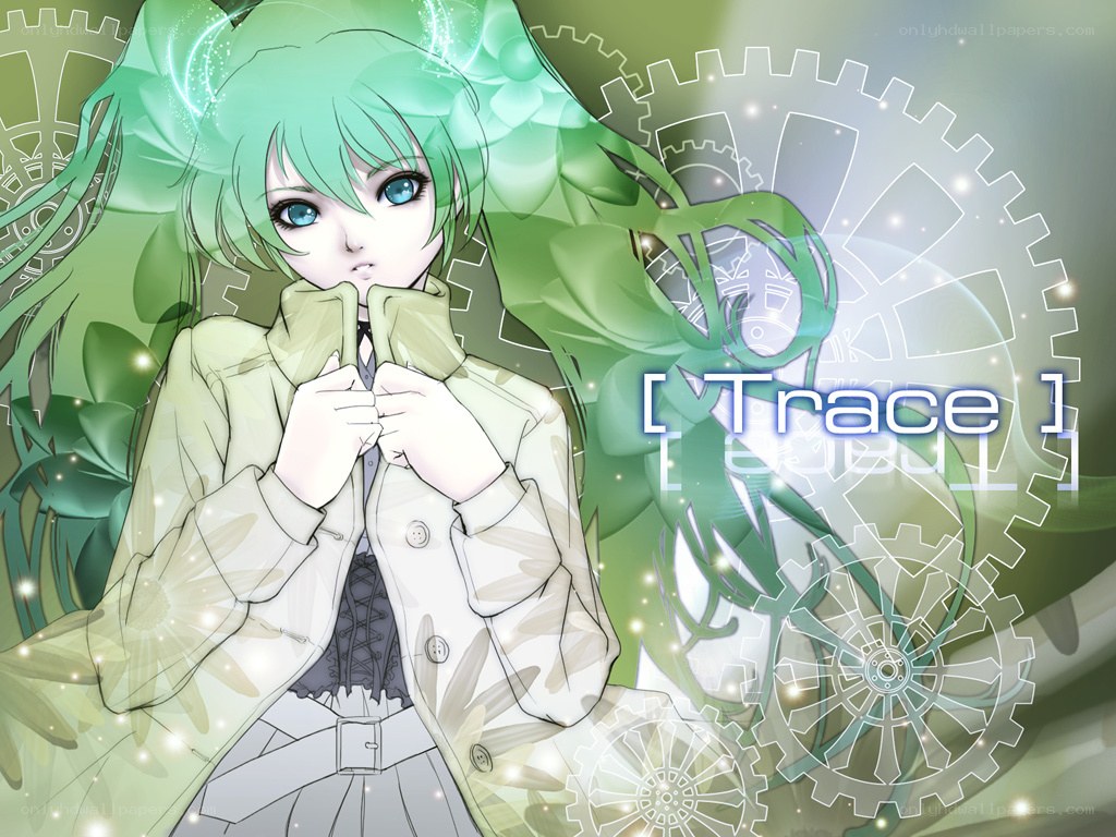 green-haired anime character with gears