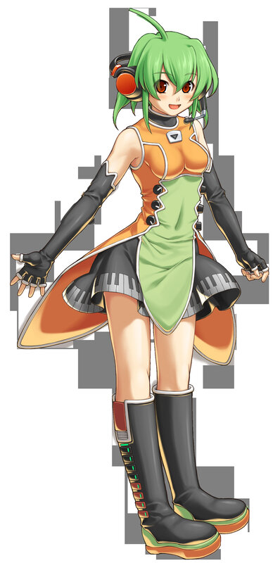 green-haired anime character with headphones